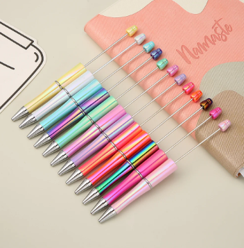 Wholesale 10pcs Plastic UV Electroplating Gradient Opal Beaded Pen